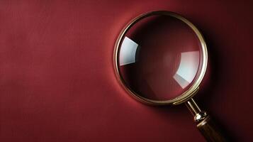 A single antique magnifying glass, placed against a muted colored background, symbolizes curiosity and discovery photo