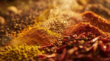 an assortment of whole spices, arranged in harmonious chaos photo