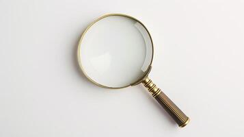 A single antique magnifying glass, placed against a muted colored background, symbolizes curiosity and discovery photo