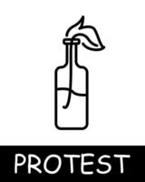 Molotov cocktail, bottle with incidental mixture icon. War against power, manacle, oppression, fight against regime, uprising, protest. Struggle against oppression and the fight for freedom concept. vector