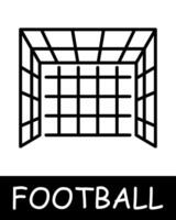 Football, gate icon. Ball, hit, hit, outdoor activity, useful hobby, recreation, sports equipment and leisure activity. Healthy lifestyle concept. vector