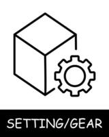 Cube, gear icon. Mechanism, repair, services, tuning, offer users the ability to customize their experience on the platform. Assistance in adjustments and optimization. vector