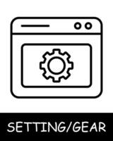 Settings, gear icon. Website, tab, setting, tuning, offer users the ability to customize their experience on the platform. Assistance in adjustments and optimization. vector