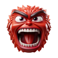 red emoticon with angry facial expression, png