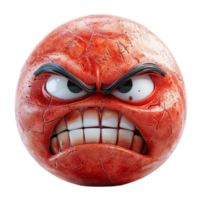 red emoticon with angry facial expression, png