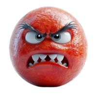 red emoticon with angry facial expression, png