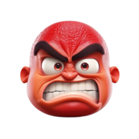 red emoticon with angry facial expression, png