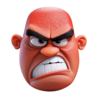 red emoticon with angry facial expression, png