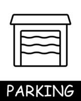 Parking, warehouse. Vehicle management, convenient transport solutions, silhouette, automobile, mechanism, equipment, vehicle, parking space. The concept of providing car park services. vector