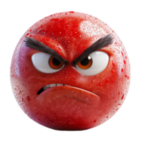 red emoticon with angry facial expression, png