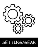 Gear, mechanism icon. Cogwheel, equipment, services, tuning, offer users the ability to customize their experience on the platform. Assistance in adjustments and optimization. vector