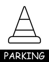 Parking, cone icon. Vehicle management, convenient transport solutions, silhouette, automobile, mechanism, equipment, vehicle, parking space. The concept of providing car park services. vector