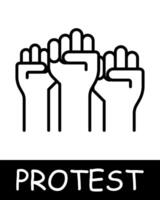 Fists, group of people icon. War against power, manacle, oppression, fight against the regime, uprising, protest. Struggle against oppression and the fight for freedom concept. vector