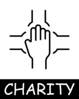 Charity, hands icon. Teamwork, support, donation, helping those in need, generosity, compassion, and community assistance. The concept of good nature and helping others. vector