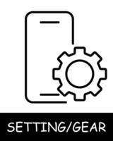 Gear, mechanism icon. Cogwheel, technology, phone, smartphone, services, tuning, offer users the ability to customize their experience on the platform. Assistance in adjustments and optimization. vector