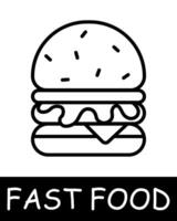 Fast food icon. Junk food, burger, high percentage of fat, calories, allure of fast, flavorful meals despite their negative health implications. Fast, tasty but unhealthy food concept. vector