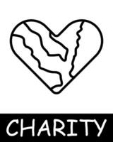 Charity, heart icon. Teamwork, support, gift, endowment, donation, helping those in need, generosity, compassion, and community assistance. The concept of good nature and helping others. vector