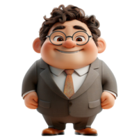 male character, boss, businessman or entrepreneur, fat body, 3d illustration design, png