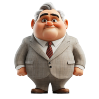 male character, boss, businessman or entrepreneur, fat body, 3d illustration design, png