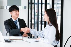 Job Interview Conclusion with Handshake photo