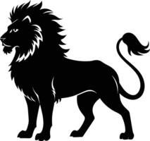 un negro y blanco ilustración de un león vector