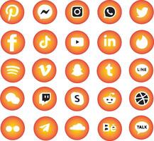 social media icons with gradient color circles vector