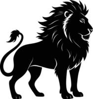 un negro y blanco ilustración de un león vector