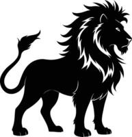 un negro y blanco ilustración de un león vector