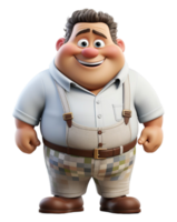 fat person cartoon character, 3d design isolated on transparent background, png