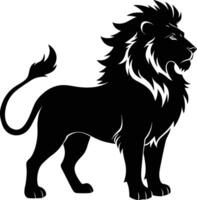 un negro y blanco ilustración de un león vector