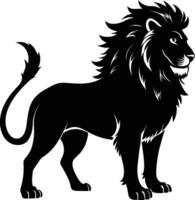 un negro y blanco ilustración de un león vector