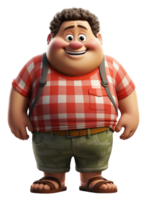 fat person cartoon character, 3d design isolated on transparent background, png