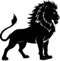 un negro y blanco ilustración de un león vector