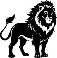 un negro y blanco ilustración de un león vector