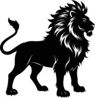 un negro y blanco ilustración de un león vector