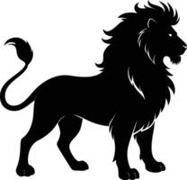 un negro y blanco ilustración de un león vector