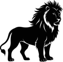 un negro y blanco ilustración de un león vector