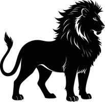 un negro y blanco ilustración de un león vector