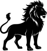 un negro y blanco ilustración de un león vector