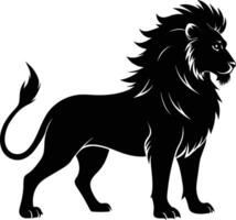 un negro y blanco ilustración de un león vector