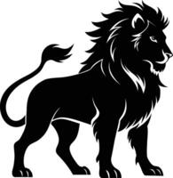 un negro y blanco ilustración de un león vector