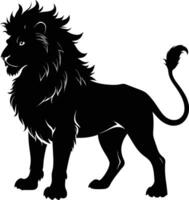 un negro y blanco ilustración de un león vector