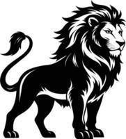 un negro y blanco ilustración de un león vector