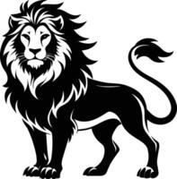 un negro y blanco ilustración de un león vector