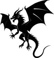 a black and white silhouette of a dragon vector