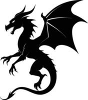 a black and white silhouette of a dragon vector