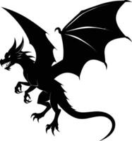 a black and white silhouette of a dragon vector