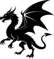 a black and white silhouette of a dragon vector