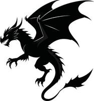 a black and white silhouette of a dragon vector