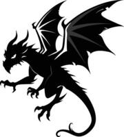 a black and white silhouette of a dragon vector